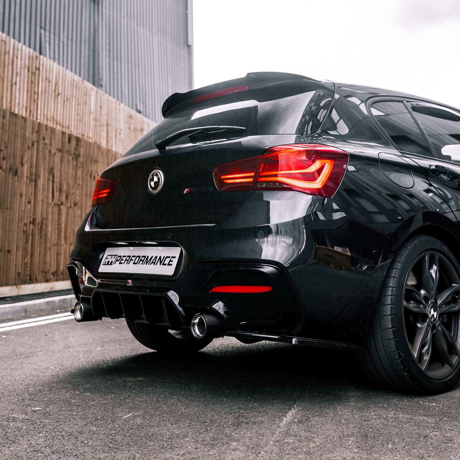 MHC BMW M Lite Exhaust Tips In Chrome & Gloss Carbon Fibre 60MM (M135i