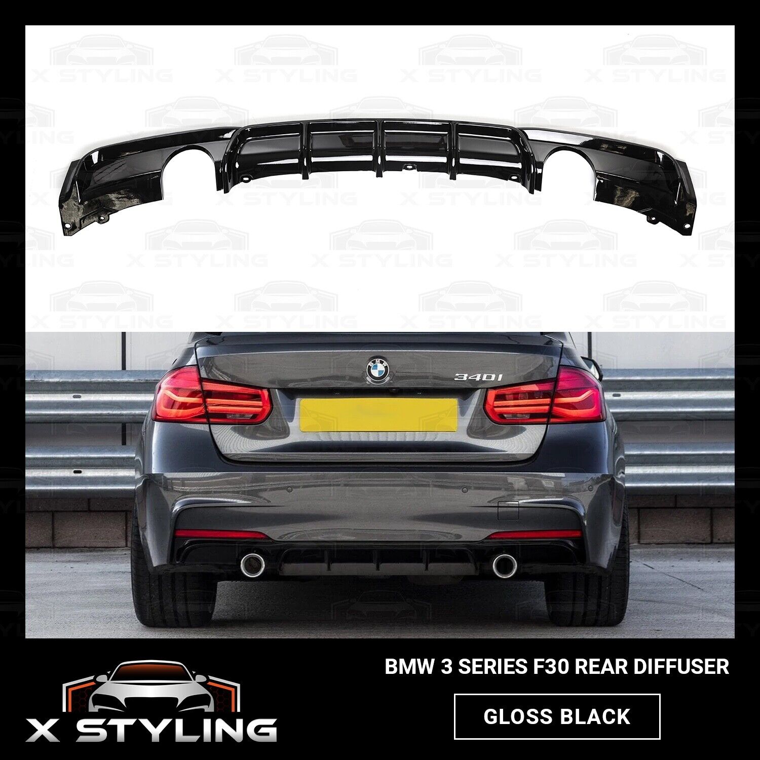 Sport Rear Trunk Spoiler Gloss Black suitable for BMW 3 (F30) Sedan  2011-2018 