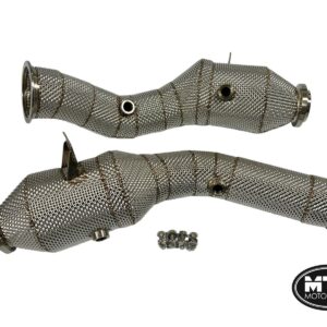MERCEDES C43 E43 LHD DOWNPIPES WITH 200 CELL HI-FLOW SPORTS CATS & HEAT SHIELD