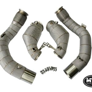 BMW F95 X5M X6M DOWNPIPES 200 CELL HI-FLOW SPORTS CATS HEAT SHIELD 2019- PRE LCI