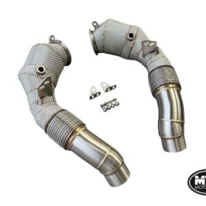BMW F10 M5 F11 M6 DOWNPIPES WITH 200 CELL SPORTS CATS & HEAT SHIELD 2011-2016