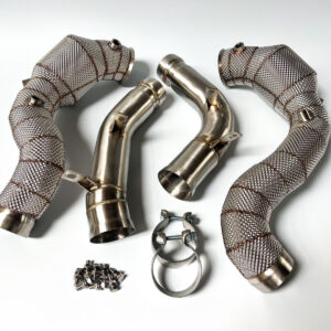 Mercedes E63 S W213 Downpipes with 200 Cell Hi-Flow Sports Cats & Heat Shield | MTC Motorsport