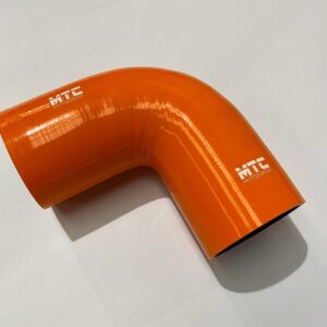 MTC MOTORSPORT 89mm 3.5” SILICONE 90 DEGREE BEND HOSE ELBOW 150MM LEGS ORANGE