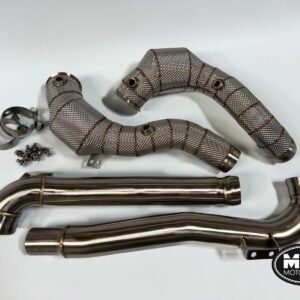 MERCEDES AMG GT GTS GTR DOWNPIPES 200 CELL HI-FLOW SPORTS CATS AND HEAT SHIELD