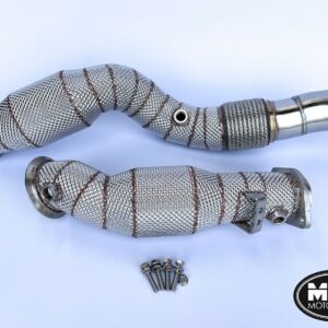 BMW M3 M4 G80 G82 Downpipes with 200 Cell Hi-Flow Sports Cats & Heat Shield 2021 | MTC Motorsport