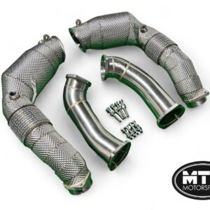 BMW F90 M5 DOWNPIPES WITH 200 CELL HI-FLOW SPORTS CATS & HEAT SHIELD 2021- LCI