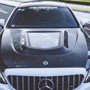 CMST Tuning Carbon Tempered Glass Transparent Hood For Mercedes Benz 2015-2020 W205 C300 C43 2 Door 4 Door Ver.2