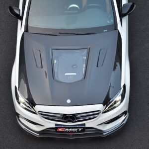 CMST Tuning Carbon Tempered Glass Transparent Hood For Mercedes Benz 2015-2020 W205 C300 C43 Sedan Coupe 2 Door 4 Door Ver.1