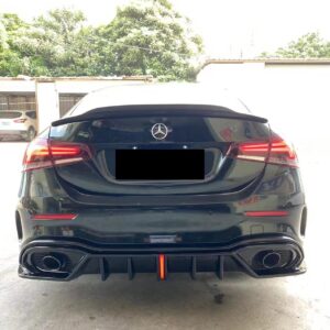 AERO CARBON - MERCEDES BENZ A CLASS W177 SALOON GLOSS BLACK SLIM LINE LED REAR DIFFUSER