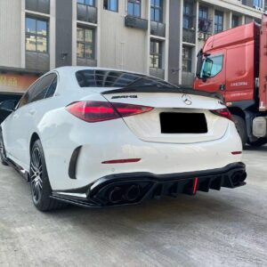 AERO CARBON - MERCEDES BENZ C CLASS W206 SLIM LINE LED REAR DIFFUSER GLOSS BLACK