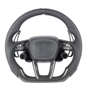 AUDI A6/S6/RS6 & A7/S7/RS7 C8 PERFORATED LEATHER / CARBON FIBRE FLAT BOTTOM CUSTOM STEERING WHEEL