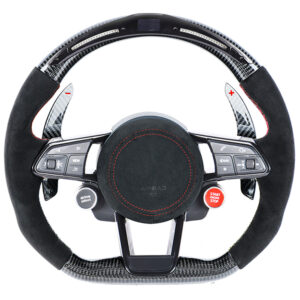 AUDI R8/TT CARBON FIBRE / ALCANTARA LED FLAT BOTTOM CUSTOM STEERING WHEEL