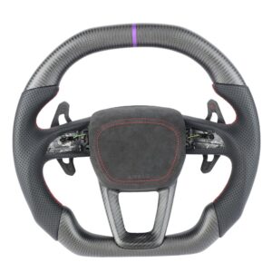 AUDI RSQ8 CARBON FIBRE / LEATHER FLAT TOP AND BOTTOM CUSTOM STEERING WHEEL