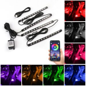 Car Interior Footwell LED Strip Lights RGB Multicolour App Controlled Atmosphere Lamp