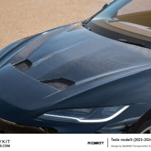 ROBOT - TESLA MODEL 3 HIGHLAND 2024+ FRP / CARBON FIBRE FRONT HOOD BONNET "HACKER" STYLE