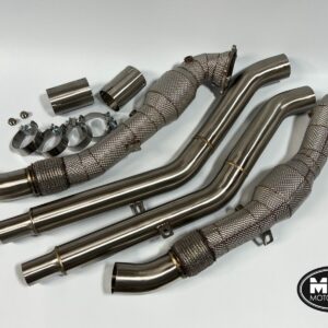 AUDI RS6 RS7 C7 DOWNPIPES & MIDPIPES 200 CELL HI-FLOW SPORTS CATS & HEAT SHIELD