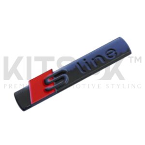 Audi S-Line Style Side Wing Replacement Badges x2 (Gloss Black)