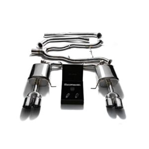 Armytrix Valvetronic Exhaust System Front Pipe + Mid Pipe Y Pipe + Valvetronic Mufflers + Wireless Remote Control Kits + Quad Chrome Silver Tips for BMW F10 535i (2010-2017)