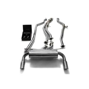 Armytrix Valvetronic Exhaust System Front Y Pipe + Mid Pipe + Valvetronic Mufflers + Wireless Remote Control Kits + Dual chrome Silver Tips for BMW F20/F21 M135i (2012-2015)
