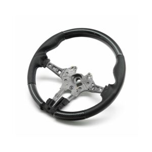 SHFT BMW F Series Round Steering Wheel In Gloss Carbon Fibre & Perforated Leather
